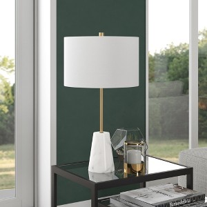 Hudson and Canal 25.5" Marble Table Lamp with Fabric Shade - 1 of 4