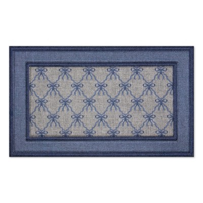 Apache Mills 1'6"x2'6" Premier Woven Bow Lattice Doormat Blue Pewter