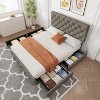 Queen Size Bed Frame with 4 Storage Drawers and Adjustable Headboard, Linen Upholstered Platform Bed Frame, Diamond Stitched Button Tufted, grey - 3 of 4