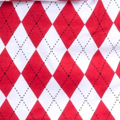 argyle red & white