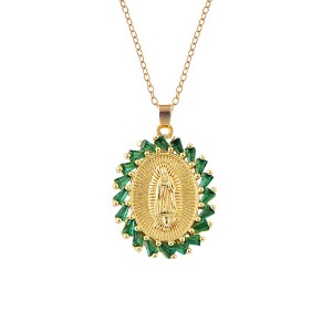 Anna-Kaci Gold Plated Crystal Rhinestone Mary Catholic Necklace Christian Jewelry for Women - 1 of 4