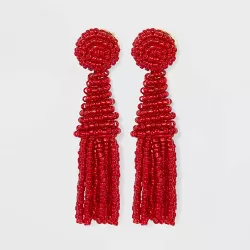 SUGARFIX by BaubleBar Beaded Tassel Statement Earrings - Red