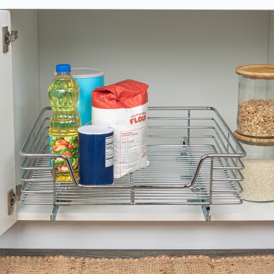 Chrome-Plated Steel Single Tier Pull-Out Cabinet Organizer