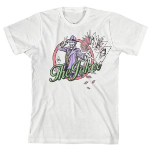 Batman Joker With Playing Cards Boy's White T-shirt - 1 of 1