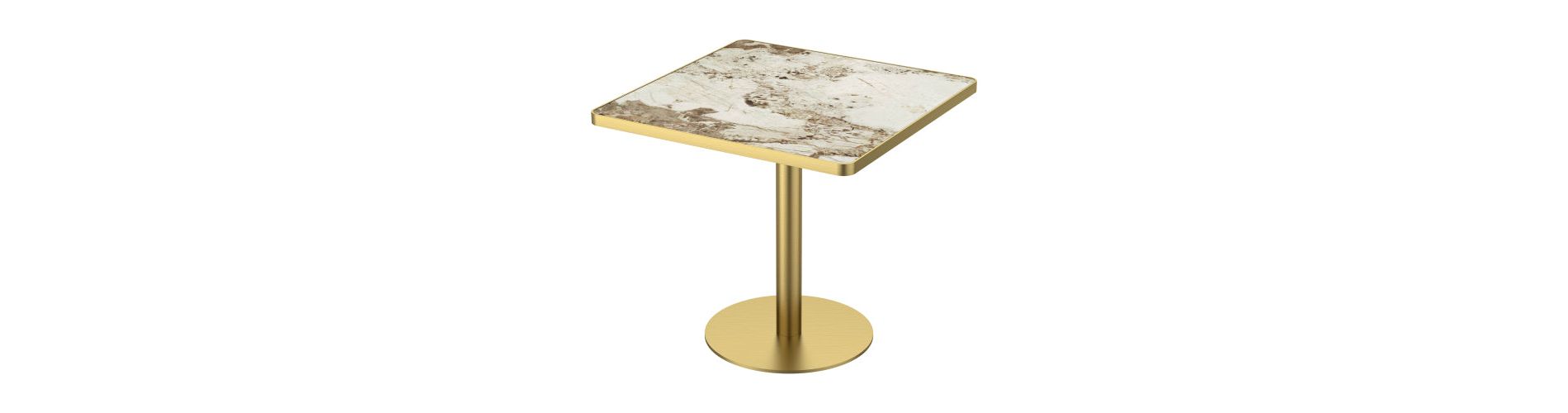 AEELLEEA 31.5-Inch Square Dining Table, Brown and White Marble-Look Top with Gold Metal Pedestal Base, Modern Kitchen Table