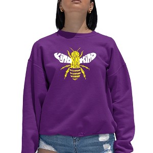 LA Pop Art Women's Word Art Crewneck Sweatshirt - Bee Kind - 1 of 4