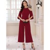 INSPIRE CHIC Women's Halter Sequin Cold Shoulder Split Sleeve Cocktail Wide Leg Jumpsuits - 3 of 4