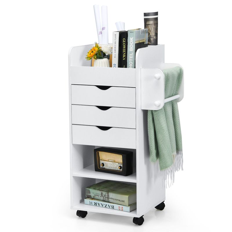 Tangkula Rolling Storage Cart with 3 Drawers&3 Shelves Storage Organizer Cabinet with Lockable Casters, 5 of 10