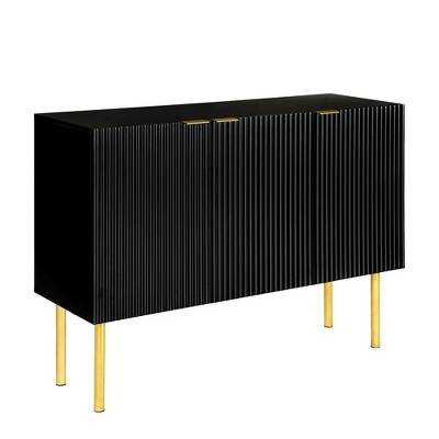 NicBex 47.2 Inch 3-Door Accent Storage Cabinet with Adjustable Shelves and Gold Metal Legs for Living Room,Kitchen,Office,Hallway