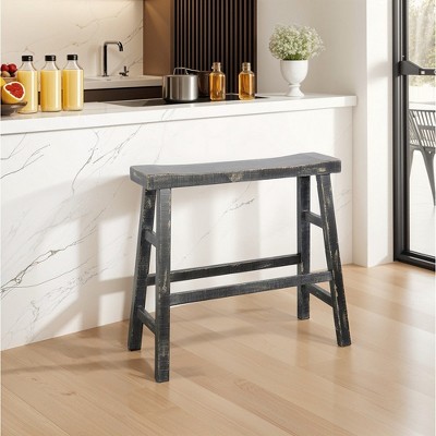 Royal Hampton 33" Wide Bar Height Bench | Trestle Legs with Footrests | Mahogany Wood