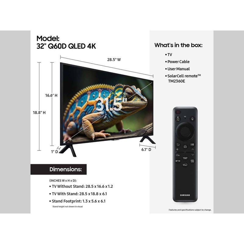 Samsung 32&#34; class Q60D QLED HDR UHD 4K Smart TV - Black (QN32Q60D), 6 of 13