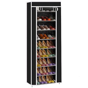 GustoWave Shoe Rack Closet, Non-Woven 9 Tier Shoe Rack Shoe Shelf Storage Closet Organizer Cabinet Black - 1 of 4