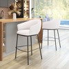 Zuo Modern Essen Barstool 36.6"H, Ivory Upholstered Teddy Fabric with Black Steel Frame - 2 of 4