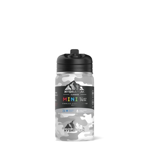 HYDRAPEAK Flow 32oz Stainless WHITE GREY CAMO Insulated Straw Lid Water  Bottle