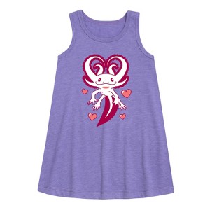 Girls' - Instant Message - Axolotl Heart Fins Graphic Sleeveless Aline Dress - 1 of 4
