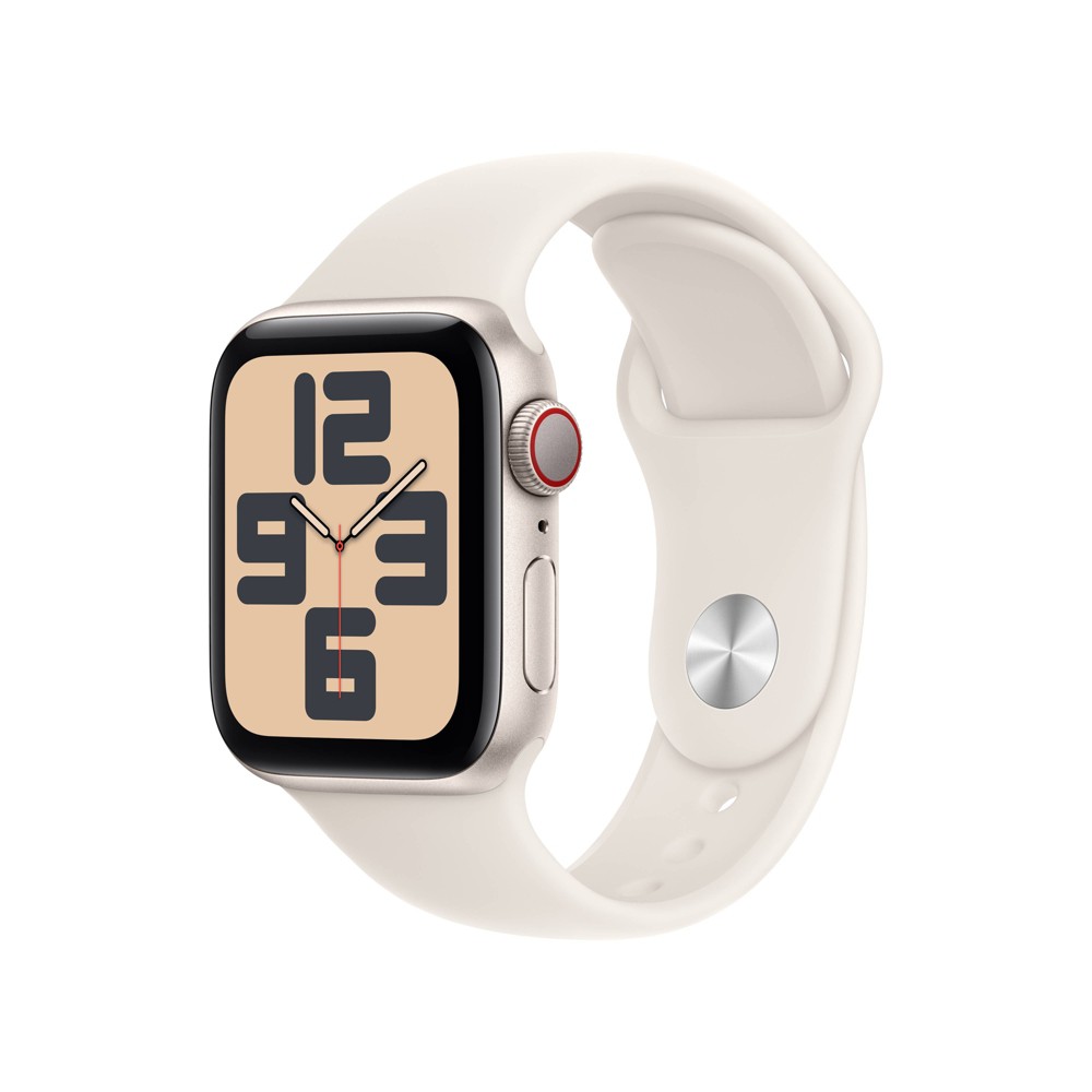 Apple Watch SE GPS + Cellular (2024) 40mm Starlight Aluminum Case with Starlight Sport Band - S/M