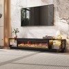 Black  2-in-1 Media Console+Electric Fireplace,78.7" TV Stand with Glass-Door Storage,12 Colors+5 Brightness ,Entertainment Center & Heating Hub - 3 of 4