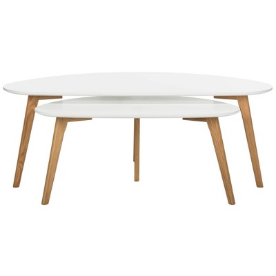 Olida Double Coffee Table - White / Oak - Safavieh