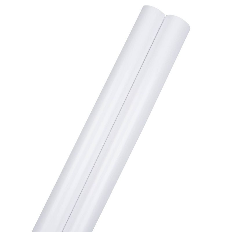 JAM PAPER Bright White Glossy Gift Wrapping Paper Roll - 2 packs of 25 Sq. Ft., 3 of 7