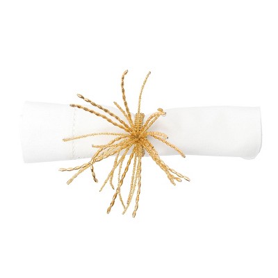 C&F Home Beaded Spray Gold Napkin Ring Set of 6