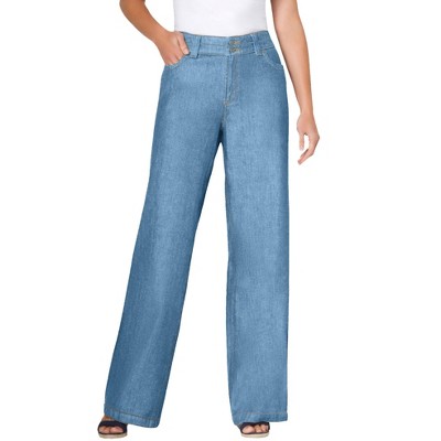 Woman Within Women's Plus Size Petite Perfect Cotton Wide-Leg Denim Jean
