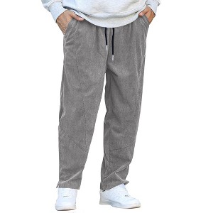 COOFANDY Men's Corduroy Pants Elastic Waist Drawstring Harem Pants Fashion Loose Casual Long Trousers with 4 Pockets - 1 of 4
