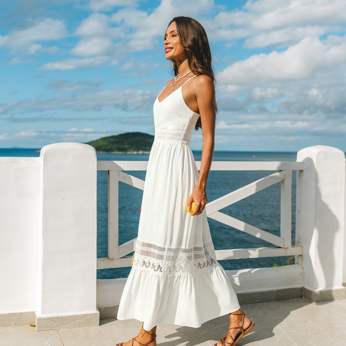 Женские платья Cupshe Women's Maxi Dress With Eyelet Detail-L-White — фото 2
