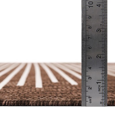 5' x 8' Brown and Ivory Geometric Synthetic Outdoor Rug