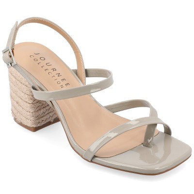 Journee Collection Womens Olivina Jute Covered Block Heel Sandals