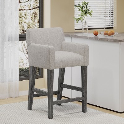 Upholstered 26 inch Counter Stool - Light Gray