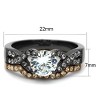 Slickblue Two-Tone Stainless Steel Women's Ring with IP Black & Coffee Finish and Clear CZ, Size 5-10 - 2 of 4
