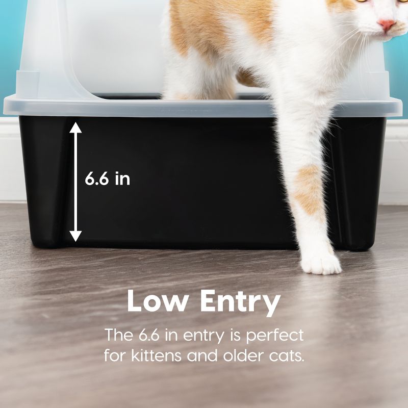 IRIS USA Extra Large Open Top Cat Litter Box with Scatter Shield, Sturdy Easy to Clean Open Air Kitty Litter Pan with Tall Spray, 3 of 7