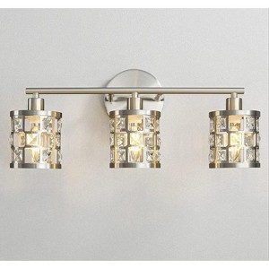 YANSUN 19.88 in. 3-Light Brushed Nickel Modern Industrial Bathroom Vanity Light Over Mirror with Crystal Shade - 1 of 1