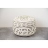 Storied Home Round Wool Blend Kilim Pouf with Geometric Design Gray: Bohemian Charm, Cotton Fill, Zipper Closure, No Assembly Required - 3 of 4