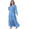 Agnes Orinda Women's Plus Size Polka Dots Boho Flowy Long Lantern Sleeve Ruffle Hem A Line Dresses - 3 of 4