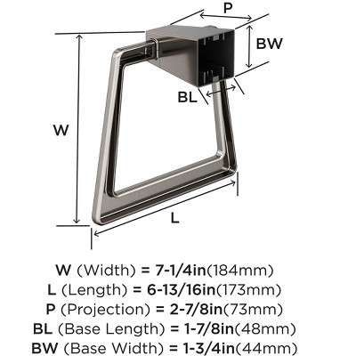 Brushed Nickel 6-13/16 Inch Geometric Wall Mounted Towel Ring