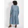 Avenue Women's Plus Size Denim Tiered Shirtdress - 3 of 4
