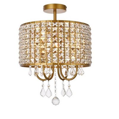 Elegant Lighting Elise 14 inch flush mount in brass