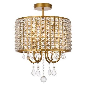 Elegant Lighting Elise 14 inch flush mount in brass - 1 of 4