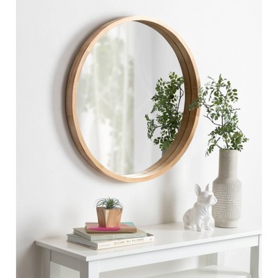 Hutton Natural Wood 35" Round Wall Mirror
