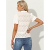 INSPIRE CHIC Women's Boho Short Sleeve Button Down Lace Eyelet Shirt - 3 of 4