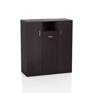 HOMES: Inside + Out Eucera Shoe Cabinet Transitional with Adjustable Shelves Espresso - 1 of 4