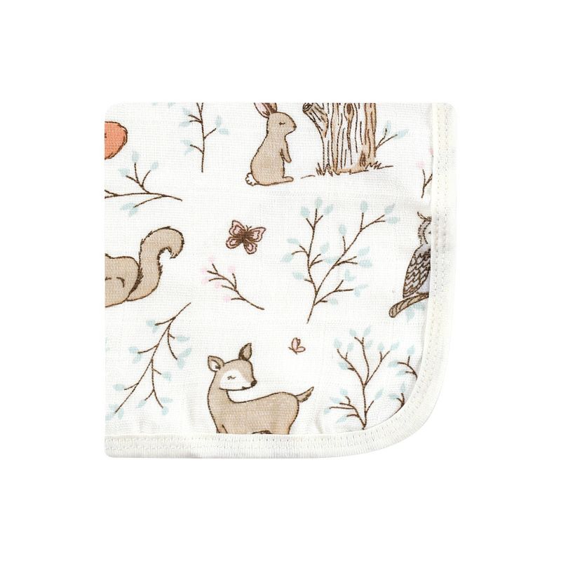 Hudson Baby Infant Girl Cotton Muslin Washcloths, Enchanted Forest, One Size, 3 of 6