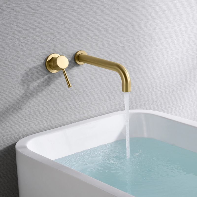 Sumerain Tub Filler Wall Mount Roman Tub Faucet Brushed Gold Single Left-Handed Handle, Brass Valve, 3 of 9