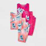 Girls' Lilo & Stitch Snug Fit 4pc Pajama Set - Pink