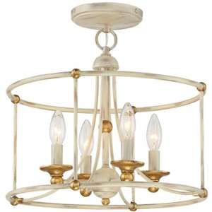 Minka Lavery Modern Industrial Ceiling Light Semi Flush Mount Fixture 15 3/4" White Steel Gilded Gold Decor for Bedroom Kitchen - 1 of 1