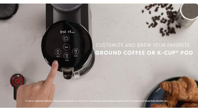 Instant Solo Single-Serve Coffee Maker, Ground Coffee and Pod Coffee Maker, Includes Reusable Coffee Pod, 2 of 10, play video