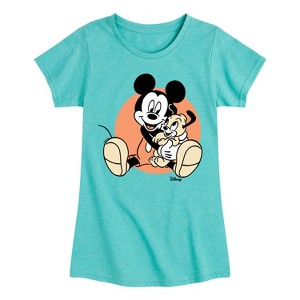 Girls' - Disney - Mickey Mouse Hugs His Puppy Fitted Short Sleeve Graphic T-Shirt - 1 of 4