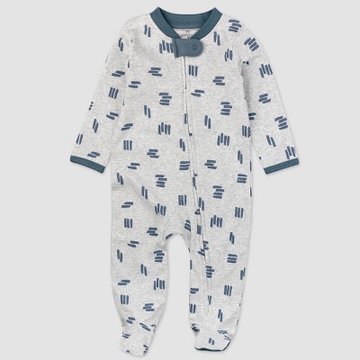 Image of Honest Baby Organic Cotton Dashes Sleep N' Play - Gray 6-9M