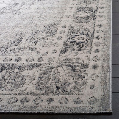 Grey and Ivory Medallion Synthetic 4' x 6' Area Rug